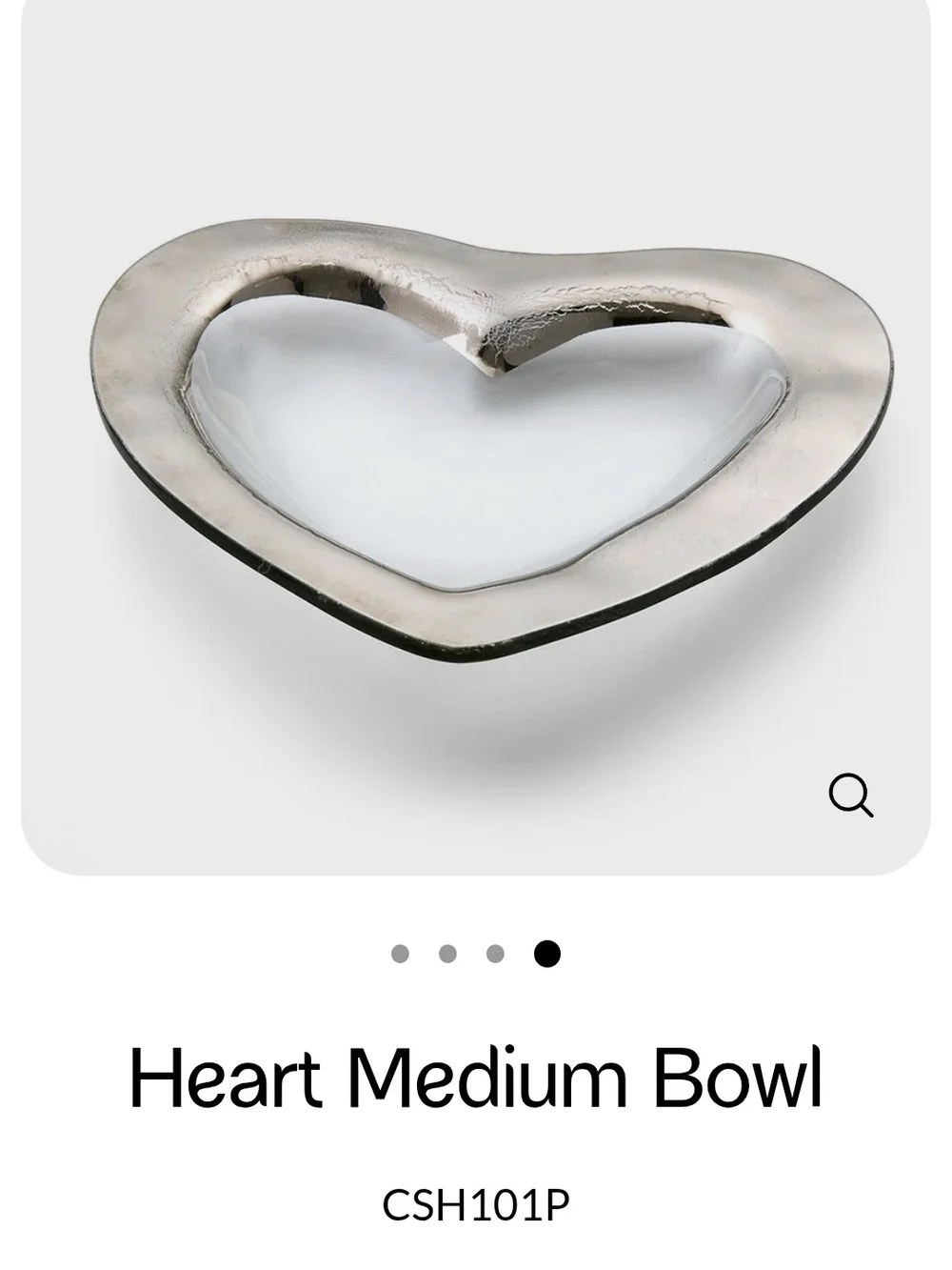 Annieglass Medium Heart Bowl Platinum Glass